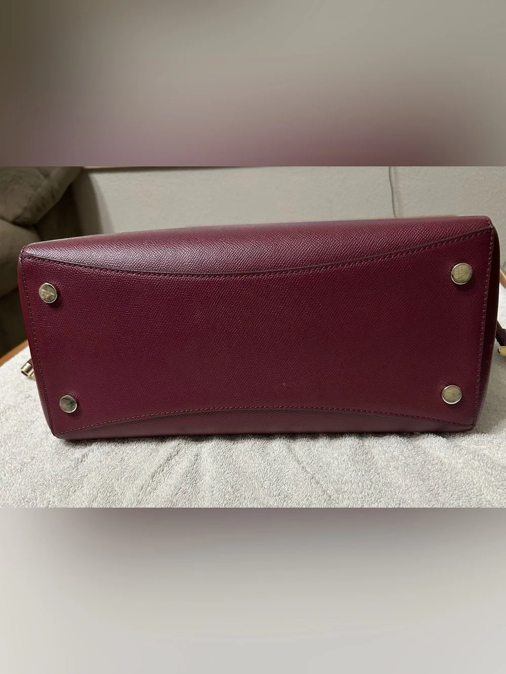 Michael Kors Voyager Wine Leather Saffiano Tote with Gold Hardware